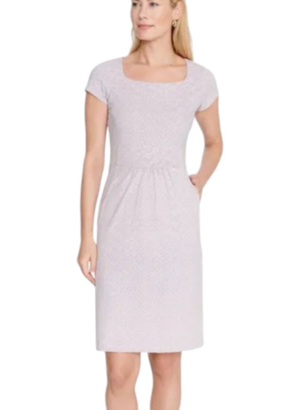 J. McLaughlin Emma Catalina Cloth Lavender White Print Short Sleeve Dress